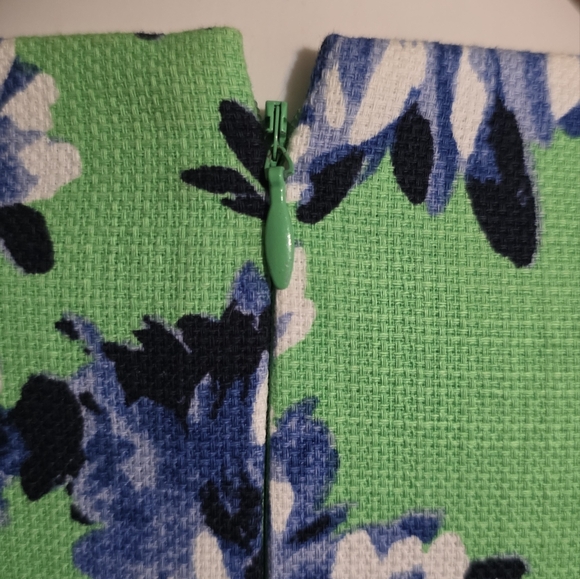 J.Crew Factory Floral Sheath Dress Green & Blue Size 4 - Picture 8 of 12
